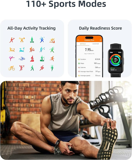 Parsonver Fitness Tracker with Step Counter/Calories/Stopwatch, Health Activity Tracker with Heart Rate Sleep Monitor, IP68 Waterproof Smart Watch 110+ Sport Modes Pedometer Watch for Women Men, Black