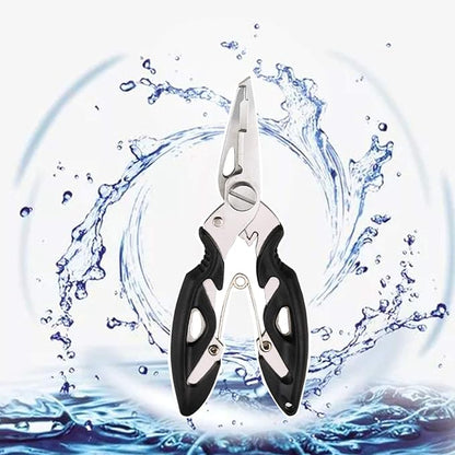 Fishing Pliers, Multi-Function Hook Remover Split Ring Fishing Gears Accessories, Stainless Steel Line Cutter with Sheath and Lanyard Fly Fishing Tools Set