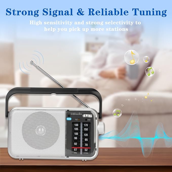 AM FM Radio Portable-Transistor Radio,Battery Powered or Mains Operated,Suitable for Home and Outdoor use,with Robust Reception and Built in Speaker,Ideal as a Small Gift for The Elderly