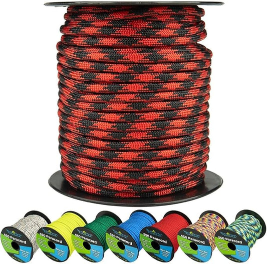 West Coast Paracord 550lb Paracord Spools – 7 Strand Type III Tactical Parachute Cord for Hiking, Camping, and Fishing – Black Widow (1,000 ft)
