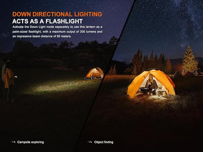 Fenix CL22R 500 Lumen Compact Lantern, USB-C Rechargeable and Multifunctional with Red Light and Colorful Ambient Lights for Camping, Hiking, Fishing (Polar Night Black)