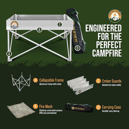 Fireside Outdoor Portable Fire Pit for Camping Fire Pit 24 Inch - Collapsible Pop Up Firepits for Outside, Portable Campfire Pits, Small Firepit for Outside, Weighs 7 lbs, Heat Shield NOT Included