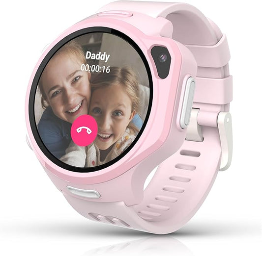 myFirst Fone R2 Kids Smartwatch with eSIM Video Calls Messaging Real-Time GPS Tracking SOS Button Safety Alerts School Mode Music Player Ages 5-12, for USA & Canada Gift for Girls (Macaron Pink)