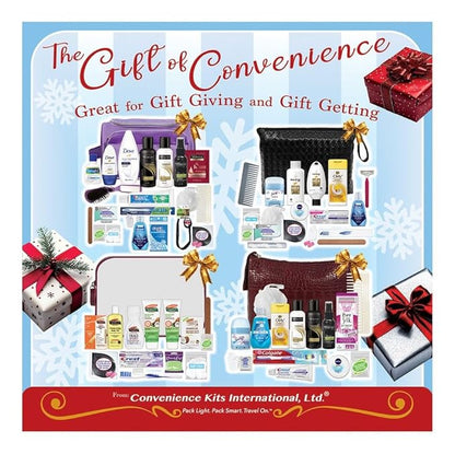 Convenience Kits International Women’s Super Premium 31 PC Travel Kit Featuring: Ensemble of Travel-Size Hair Care Products Plus Face, Body, Oral Care, Travel Essentials in Large Purple Toiletry Bag