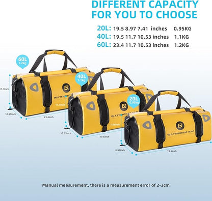 ROCKBROS Waterproof Duffel Bag 20L Motorcycle Travel Dry Duffel Bag for Motorcycling Boating Kayaking Camping Fishing Outdoor Adventure for Men Women