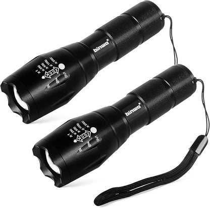 BINWO 2pack Small Zoomable Water-Resistant Tactical LED Flashlights 3000 Lumens -with 5 Modes for Camping/Biking/Hiking/Outdoor/Home/Emergency