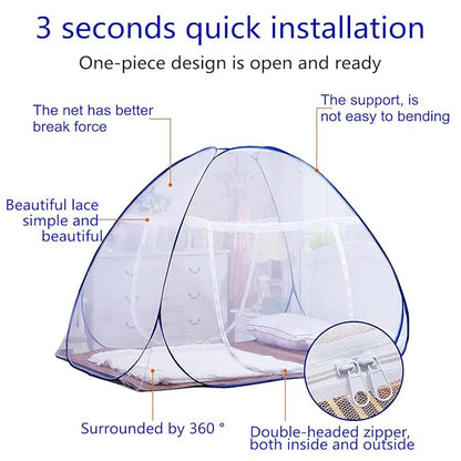 AMMER Pop-Up Mosquito Net Tent for Beds Portable Folding Design with Net Bottom for Baby Adults Trip (79 x71x59 inch)