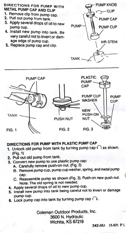 Coleman 242M5305 Lantern Pump Plunger Kit with Leather Pump Cup