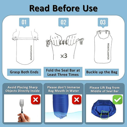 2-pack 30D Nylon Waterproof Dry Bag-Portable Storage Sack for Kayaking, Hiking and Rafting-Roll Top Closure-Float on Water(5L/20L,Turquoise blue)