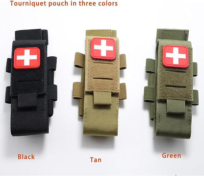 Laser Cut Molle Tourniquet Holder Pouch Tactical First Aid Kit Trauma Medical Shear Pouch Pen&Flashlight Holder IFAK TP Duty Belt Loop