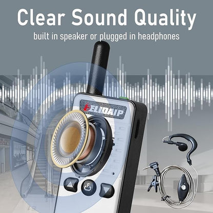 T-M2 Super Mini Walkie Talkie for Adult Kids,Rechargeable Portable FM Transceiver,Small Two Way Radio for Supermarket,Hotel,Outdoor Sport,Hiking,Camping,Indoor,Family Trip,White 1 Pack