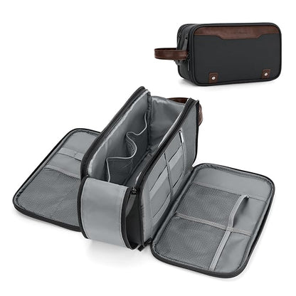 Wedama Toiletry Bag for Men, Large Hanging Travel Toiletry Bag, Extra Electronic Organizer Bag Waterproof Shaving Bag for Toiletries with PU Handle for Travel Business Trips Swim Camping, Grey
