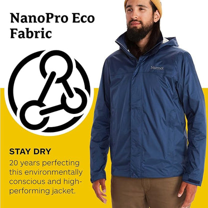 MARMOT Men's Precip Eco Waterproof Rain Jacket - 100% Recycled, Breathable, Lightweight, Packable Raincoat