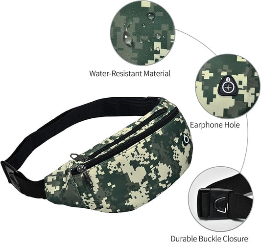 Fanny Pack for Men Women, Waterproof Sports Waist Bag Pack, Belt Bag for Travel Hiking Running