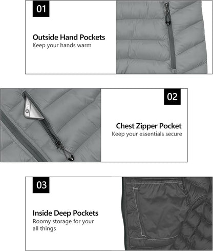 Little Donkey Andy Women's Packable Lightweight Puffer Jacket Hooded Windproof Winter Coat with Recycled Insulation