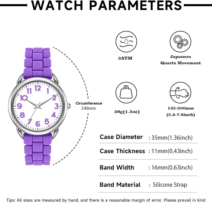 35MM Women's Watch Big Face Easy Reader Water Proof