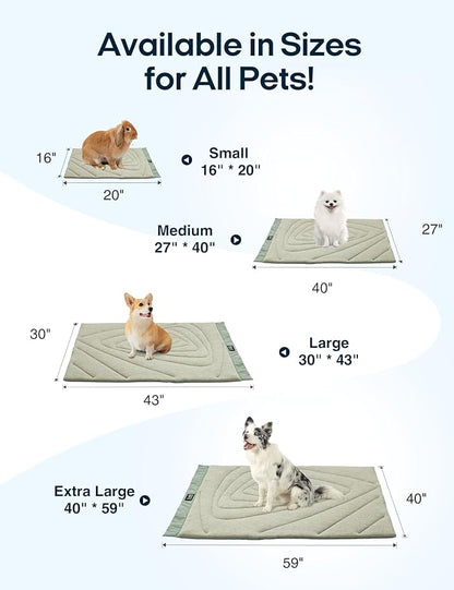 ZonLi Dog Cooling Mat, 20" x 16"Small, Waterproof Cooling Pad for Cats & Rabbits, Portable & Durable Pet Mat for Crate, Trunk, Camping, Outdoors, Machine Washable, Ice Green