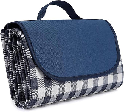 Wind Tour Family Outdoor Waterproof Durable Picnic Blankets with Carry Strap Foldable Sandproof Picnic Floor Mat for Kids Playground Camping Hiking Grass Travelling (1, Grey Grid)