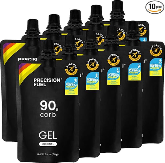 Precision Fuel 90 Energy Gels - Mild Flavour Running Gels for Endurance Athletes, 90g Carbohydrate, Easy-to-Digest, Perfect for Running & Long-Duration Sports, 153g (Pack of 10)