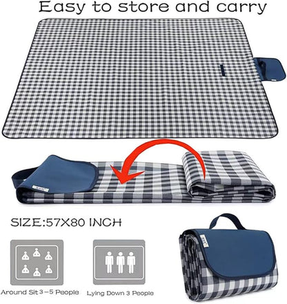 RUIBOLU Large Picnic Blanket Beach Blankets, 80''x60'' Picnic Mat Waterproof Sand Proof Foldable Portable for Outdoor Camping Hiking Travel Grass Park Music Festival Lawn Mats