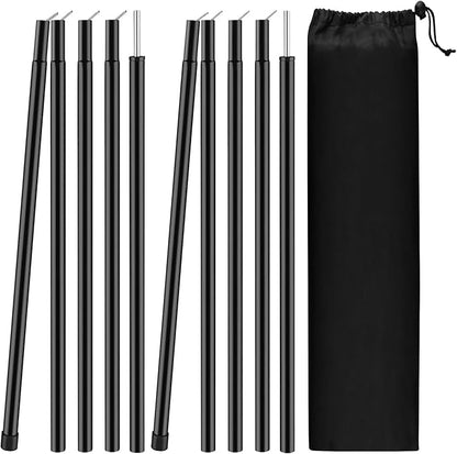 Neween Tent Poles for Tarp Adjustable Camping Tarp Poles Set of 2, 76in Lightweight Collapsible Tent Pole with a Diameter of 0.6in for Backpacking Hiking Awning Canopy Rain Fly Shelter (Black)