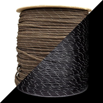 Reflective 550lb Paracord – 7 Strand Type III Nylon Parachute Cord for Hiking, Camping, and Fishing – 30+ Colors and 6 Length Options