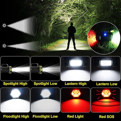 LED Camping Lantern Flashlight Spotlight Rechargeable Portable Super Bright Outdoor Emergency Light Searchlight Lamp Waterproof for Hiking Fishing Working Power Outages Hurricane