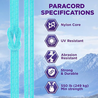 TECEUM Heavy Duty Rope 1000 – 1000ft / 200ft / 100ft / 50ft – 40+ Colors – Utility Rope for Survival & Camping Gear – Nylon String, Camping Rope, para Cord, Utility Nylon Rope, Tent Cord
