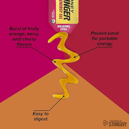Honey Stinger Organic Fruit Smoothie Energy Gel, Gluten Free & Caffeine Free, for Exercise, Running and Performance, Sports Nutrition for Home & Gym, Pre and Mid Workout, 12 Pack, 13.2 Ounce