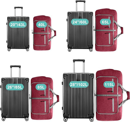 Dimayar 40L Travel Duffle Bag for Men Women - Foldable Duffel Bag with Shoes Compartment - Overnight Bags Waterproof & Tear Resistant(Red)