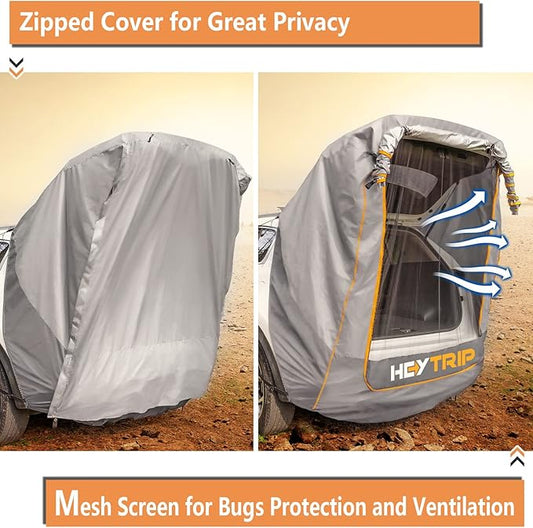HEYTRIP SUV Tailgate Tent with Awning Shade Waterproof Windproof Hatchback Camping Car Tent, Universal Fit Most SUV/Van/MPV/CUV, Gray