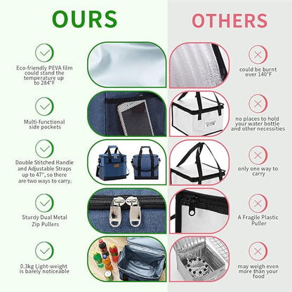 iknoe Large Cooler Bag Collapsible, 15L Insulated Bags, Leakproof Lunch Cooler Tote with Multi-Pockets for Adult, Insulated Lunch Box for Beach, Picnic,Work, Blue 24-Can