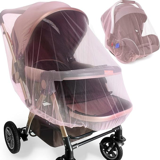 Mosquito Net for Stroller - 2 Pack Durable Baby Stroller Mosquito Net - Perfect Bug Net, Bassinets, Cradles, Playards, Pack N Plays and Portable Mini Crib (Pink) …