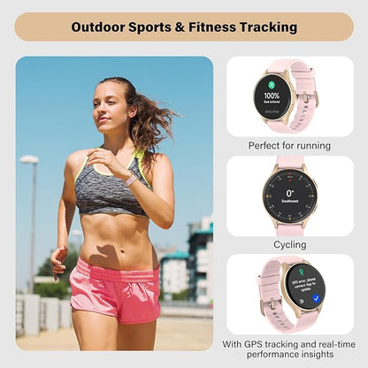 Smart Watch for Women, Built-in Alexa, GPS, HRV, VO2 Max, Blood Oxygen, Sleep & Stress Monitor, Compass, Altimeter, 1.32" AMOLED, Fitness & Women’s Health, Waterproof, iPhone Compatible, Notification