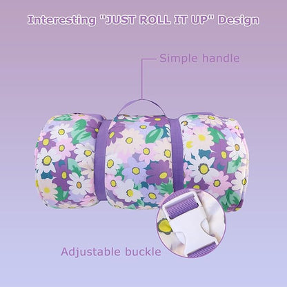 Toddlers Nap Mat with Removable Pillow and Soft Blanket, Lightweight Daycare Preschool Kindergarten Sleeping Bag, Travel Slumber for Kids Girls Boys