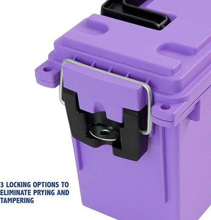 Sheffield 12632 Ammo Storage Box, Stackable .30 Cal Field Boxes, Water and Dust Resistant, Lockable Storage Box with Handle, Secures Hunting Gear, Supplies, and Bullets, Made in USA, Purple, 1-Pack