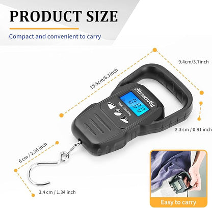 Fish Scale,110lb/50kg Large Handle,Large Backlit LCD Display,Digital Fish Scale with Built-in Measuring Tape, Fishing Gifts for Men,Black…