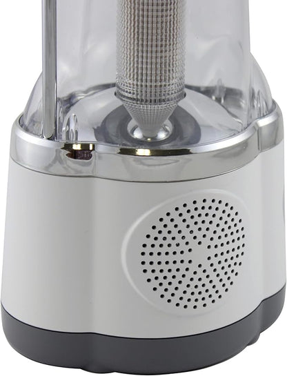 Multifunctional Radio Camping Lantern, Battery Powered, LED Lantern, Tent Light, Perfect Lantern Flashlight for Hurricane, Emergency, Survival Kits, Hiking, Fishing, Home Decor , White, 10"x6"x6"