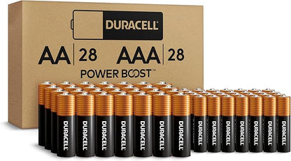 Duracell Coppertop AA + AAA Batteries, 56 Count (Pack of 1). Re-closable pack for easy access and organized storage.1 pack contains 28 Double A Batteries and 28 Triple A Batteries.
