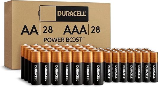 Duracell Coppertop AA + AAA Batteries, 56 Count (Pack of 1). Re-closable pack for easy access and organized storage.1 pack contains 28 Double A Batteries and 28 Triple A Batteries.