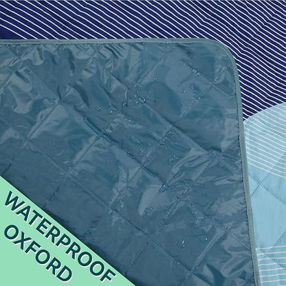 Whale Flotilla Extra Large Waterproof Picnic Blankets 60"x80", Foldable Lightweight Outdoor Blanket for Camping, Hiking, Traveling, Soft Portable Easy to Clean Picnic Mat for Beach Grass Park, Green