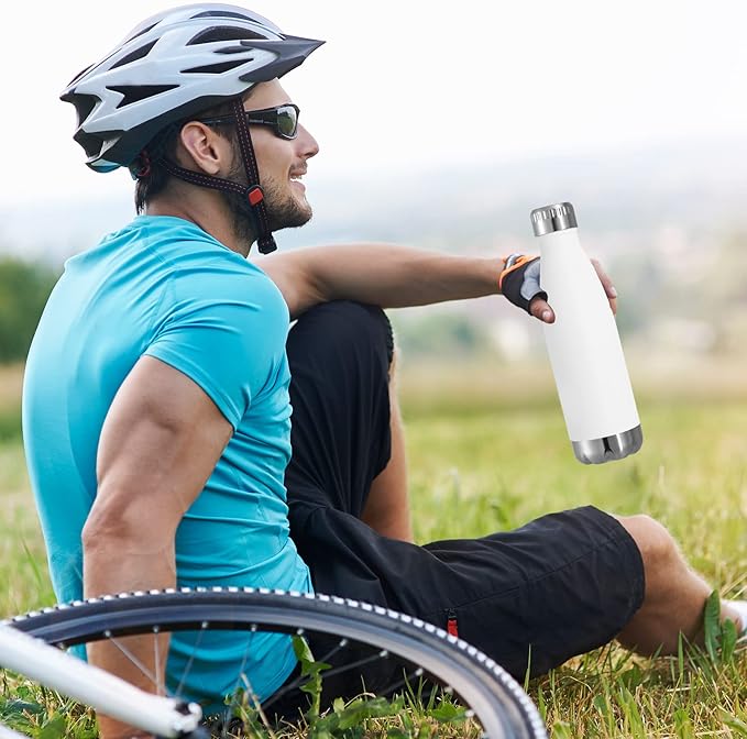 VEGOND 17oz Stainless Steel Water Bottles Bulk, Reusable Metal Sports Water Bottle Keeps Drink Hot and Cold, BPA Free Double Wall Vacuum Cola Shape Insulated Water Bottles for Camping Gym, 8 Pack