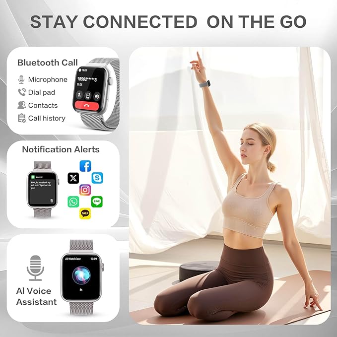 2025 Smart Watches Blood Pressure, 1.9" AMOLED Display with Bluetooth Call, Smartwatch with Da GPT AI/AI Watch Face, 24/7 Heart Rate Stress Sleep Monitor, IP68 Waterproof, Compatible with Android iOS