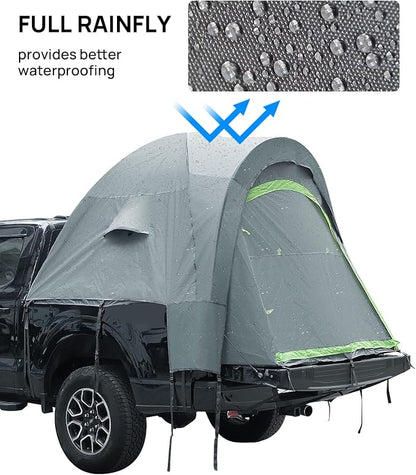 JOYTUTUS Pickup Truck Tent 8ft 2.0, Waterproof PU2000mm Double Layer for 2 Person, Portable Truck Bed Tent with Rainfly - Green, Aluminum Pole