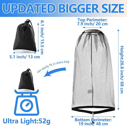 Mosquito Head Net Hat, Protects Face and Neck from Mosquito Bites for Camping, Fishing, Gardening, Apiculturist