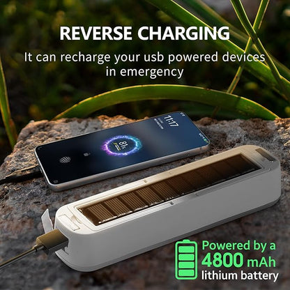 Solar Rechargeable Camping Lantern, 4800mAh Power Bank, 1500 Lumens, 4 Light Modes LED Lantern for Car, Home, Outage, Attic, Garage, Backyard and More (White × 1pcs)