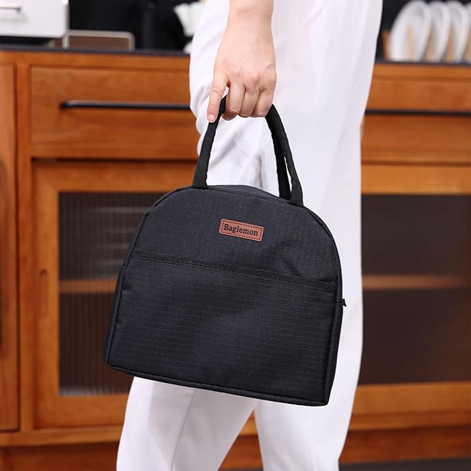 Insulated Lunch Bag for Women Men, Lunch Containers Reusable High Capacity Lunch Tote Bags for for Work Picnic(Black)