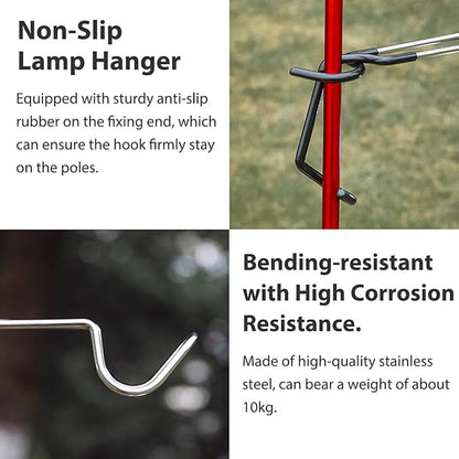 TOBWOLF 2PCS Outdoor Camping Lantern Hook Hangers Water Bottle Holder, Stainless Steel lamp Hanger Stand Water Bottle Bracket, Portable Non-Slip Tent Lamp Hook Cup Holder for Camping, Fishing, Hunting