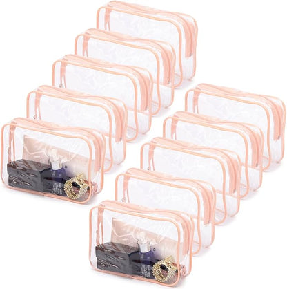 Tbestmax 10 Pack Clear Cosmetic Bags Makeup Bags Portable Waterproof TSA Approved Travel Toiletry Bags Organizer