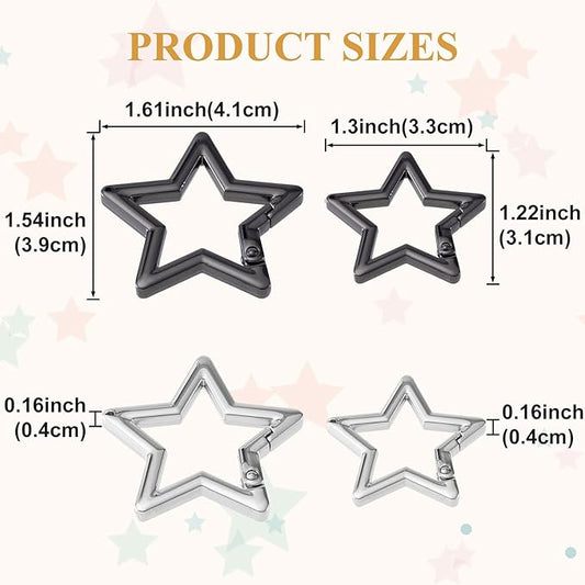 Star Carabiner, Zinc Alloy Heavy Duty Star Shaped Keychain Clip, Carabiner Clip for Camping, Hiking, Fishing